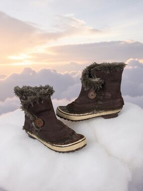 Dark Brown Fur-Winter Boots Size 8